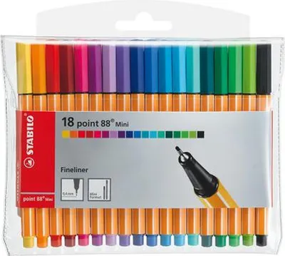 Obrázok produktu pre Fineliner - STABILO point 88 Mini - 18-balenie - s 18 rôznymi farbami