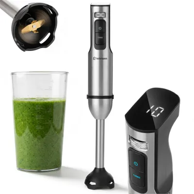 Produktbild von LEHMANN Stabmixer 2000 Watt, Digitales Display mit 12 Geschwindigkeitsstufen & Turbo-Funktion, inkl. 800 ml Becher