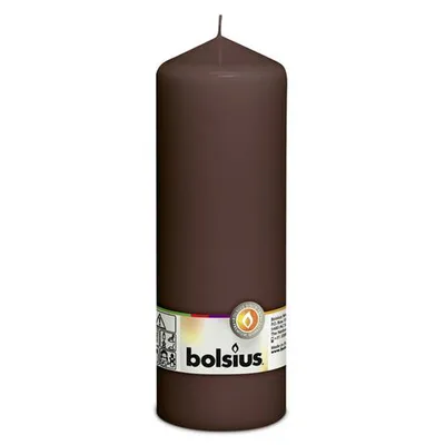 A single brown candle on a white background with a label.