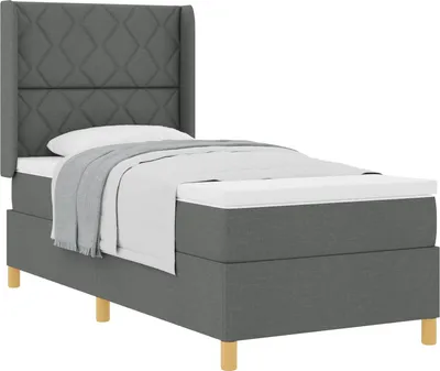 Productafbeelding van vidaXL Boxspringbed met matras, donkergrijs, 100 x 200 cm, met stoffen bekleding