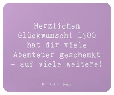 Produktbild von Mr. & Mrs. Panda Mousepad Spruch 1980 Geburtstag Abenteuer - Lavendeltraum - Geschenk, computermatte, Lebensreise, mauspad pc, Mouse Pad, Jubiläum, Happy Birthday, laptop