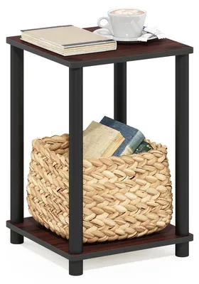 Produktbild von Furinno Turn-N-Tube 2-stufiger Beistelltisch mit Regal, Dunkelkirsche
