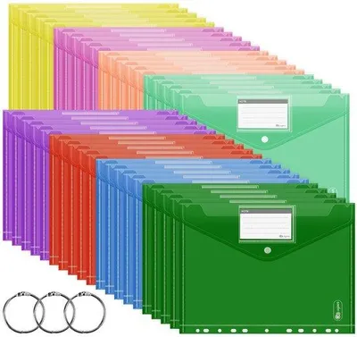 Immagine prodotto di Cartellina per documenti in formato A4, 40 pezzi, 8 colori, cartellina con clip e spazio per etichetta
