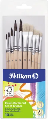 Produktbild von Pelikan Pinsel Starter-Set 5 Haarpinsel 5 Borstenpinsel Schule Basteln
