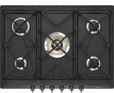 Immagine prodotto di Piano Cottura Smeg Coloniale SRV876AOGH da Incasso a Gas Antracite 5 Fornelli