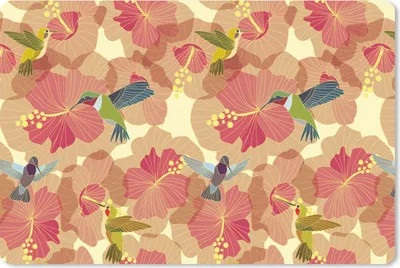 Produktbild von MuchoWow® Schreibtischunterlage Vogel - Blume - Muster - Kolibri 60x40 cm - XXL Mauspad - Großes Mauspad
