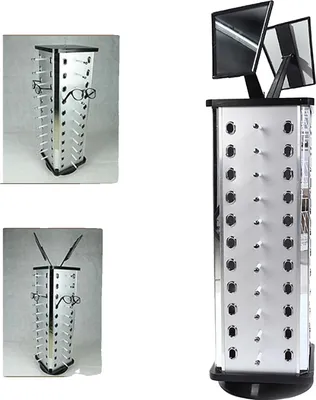 Produktbild von Brillenständer, 360° drehbar, stilvolles Design, Schwarz und Silber