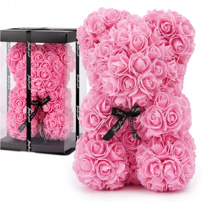 Produktbild von Bär Mit 25 Cm, 600 Rosa Rosen – Ein Universelles Geschenk Für Frauen Zum Valentinstag