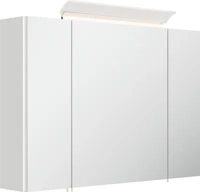 Produktbild von Badezimmer Spiegelschrank 3-türig LED-Lampe 90 cm Weiß Hochglanz