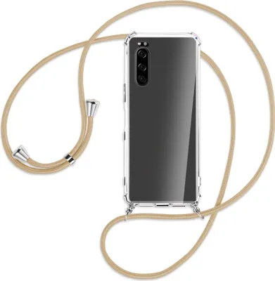 Produktbild von Handykette Backcover-Schutzhülle mit Band (Metall silberfarben) für Sony Xperia 5 - caramel
