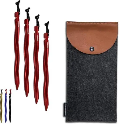 Productafbeelding van Stabiele aluminium tentpennen van 25 cm met reflectiedraad en tas