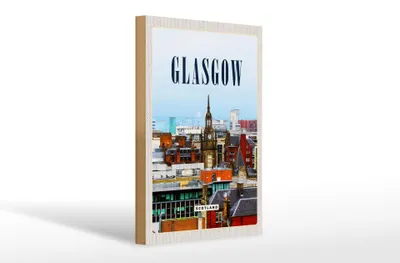 Produktbild von Holzschild Reise 20x30cm Glasgow Scotland Altstadt
