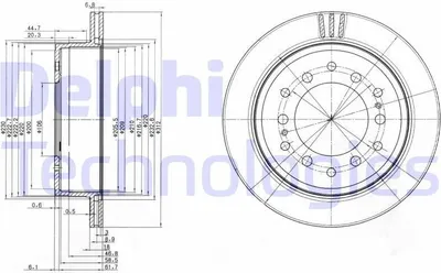 Produktbild von 2x DELPHI Bremsscheibe BG3557 für TOYOTA LAND CRUISER (KDJ12_ GRJ12_) 68mm