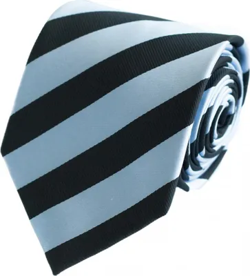 Produktbild von Fabio Farini - 1 Stück gestreifte Herren Krawatte - Tie mit Streifen in 6cm oder 8cm Breite Breit (8cm), Schwarz/Himmelblau