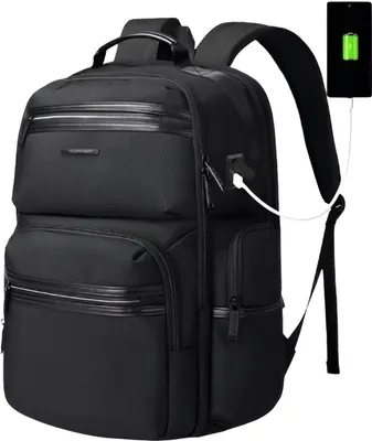 Productafbeelding van CarryQuest® - Antidiefstal rugzak voor laptops, 15,6 inch, USB-poort, polyester, zwart