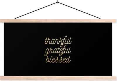 Produktbild von MuchoWow® Textilposter Zitate - Sprichwörter - Gold - Schwarz 60x30 cm mit holzfarbenen Rahmen - Dekoration