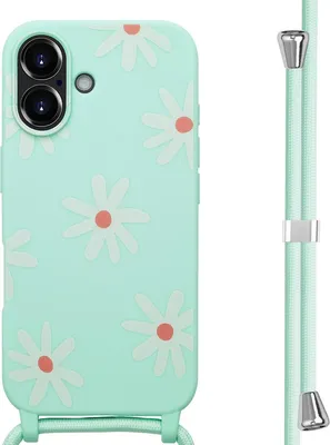 Image de imoshion Étui design en silicone avec cordon pour l'Apple iPhone 16 - Distance fleur verte