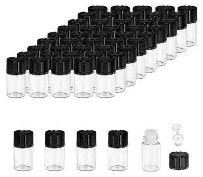 Imagen del producto de Solidchoice - 50 botellas de vidrio transparente de 3 ml para aceites esenciales