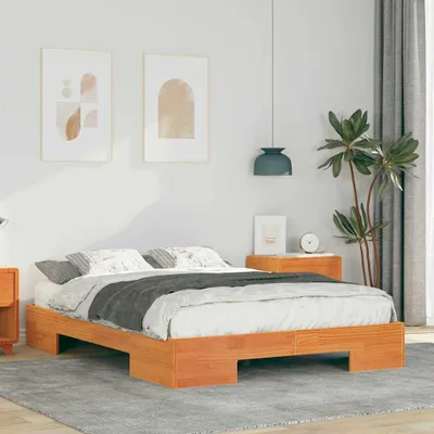 Produktbild von Bodenbettgestell Braun 120 x 200 cm Massivholz Kiefer