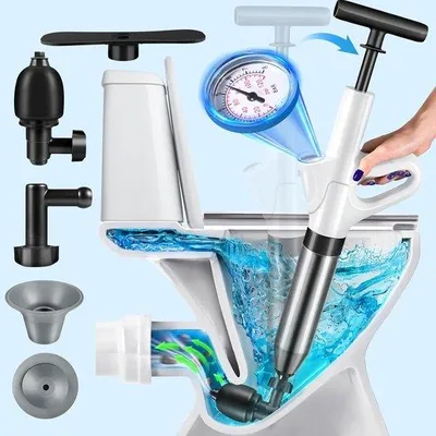 Produktbild von Lufdruck-Entstopfer mit Druckmesser - für WC und Abfluss