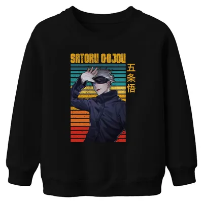 Obrázok produktu pre SATORU GOJOU Jujutsu Kaisen Zaviazané oči Anime Darček Retro Uni detská mikina, čierna, 104