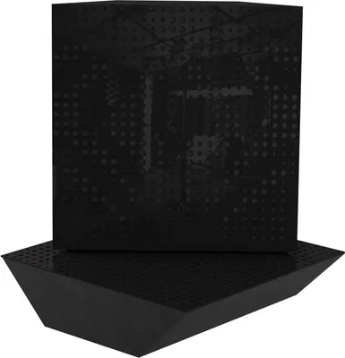 Produktbild von 2-Stück Eck-Akustik-Bassfalle für Aufnahmestudio |UNIVERSE 50x50x10cm | Absorption und Diffusion | Farbe: Schwarz glänzender Kunststoff