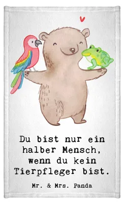 Produktbild von Mr. & Mrs. Panda Handtuch Tierpfleger Herz - Weiß - Geschenk, Kleines, Frotteetuch, Baumwollhandtuch, frottier gästehandtuch, Klein