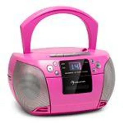 Produktbild von auna Harper CD Boombox, CD-Player, Bluetooth-Funtion, Kassettenspieler, UKW-Radiotuner, AUX-Eingang, USB-Port, LED-Display, Strom/Batteriebetrieb, pink