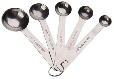 Imagen del producto de CHPN – Juego de cucharas medidoras de acero inoxidable – Cucharas medidoras – 5 piezas – 5 cucharas – diferentes tamaños – medición precisa – Cucharas medidoras – utensilios de cocina – repostería – cocina