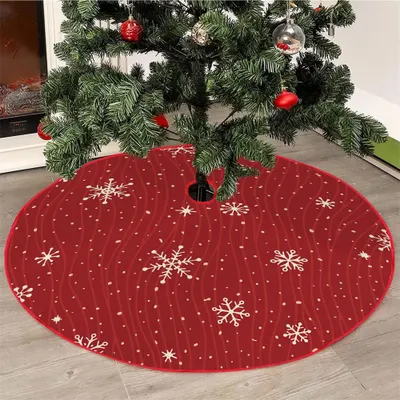 Weihnachtsbaumrock Plüsch Schneeflocken 120 cm mit 2 Strümpfen