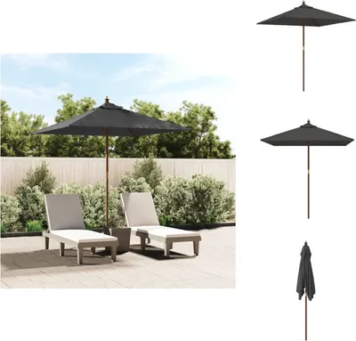 Image de vidaXL Parasol avec mât en bois Anthracite 198x198x231 cm - Parasols & Protection solaire