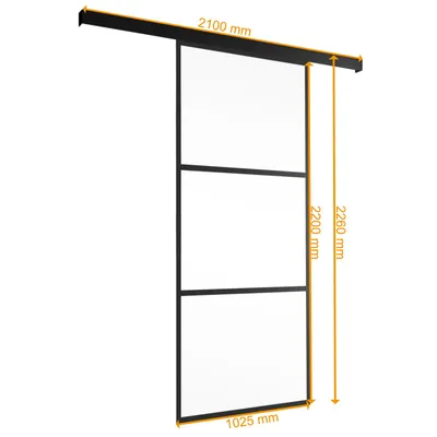 Produktbild von inova Gerahmte Glasschiebetür 1025 x 2200 mm, 3 Felder Klarglas, Stahlrahmen Schwarz, Komplettset, ohne Softclose