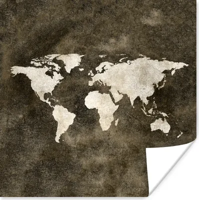 Produktbild von MuchoWow® Poster Weltkarte - Retro - Gold 75x75 cm - Wand Dekoration