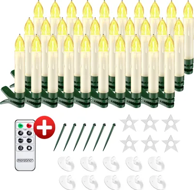 Image de MONZANA® 30x bougie LED sans câble lumière blanc chaud décoration lumineuse à pile aspect bougie de cire minuterie 24h