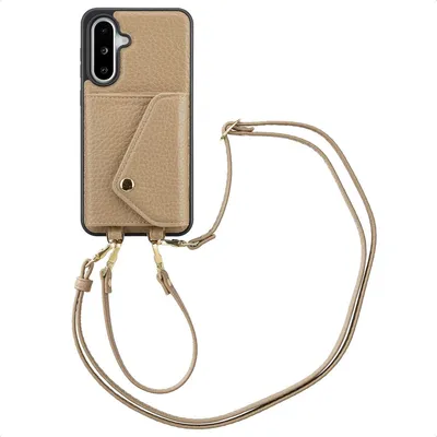 Zdjęcie produktu dla Etui na telefon Selencia Sera ze sznurkiem i kopertą na karty do Samsung Galaxy A36 / A56 - Taupe