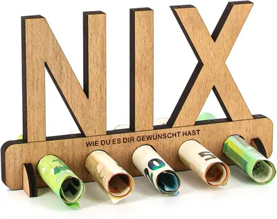 Productafbeelding van NIX verjaardag geldgeschenk hout - Niets verjaardagscadeau - NIX geschenk - Houten geschenk