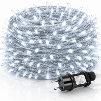 Immagine prodotto di 50M 400LEDs 8 modalità di luci fiabesche potenza, timer, funzione di memoria, LED Natale luci fiabesche festa decorazione luce albero di Natale illuminazione giardino, bianco