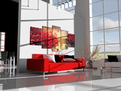 Produktbild von Akustikbild Abstrakt 200x100 cm Bilder Akustikschaum Hochleistungsschallabsorber Schallschutz Leinwand 5 tlg Wandbild Raumakustik Schalldämmung 020201-12