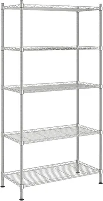 Image de Étagère de rangement 5 niveaux 90x35x180 cm Chrome 250 kg