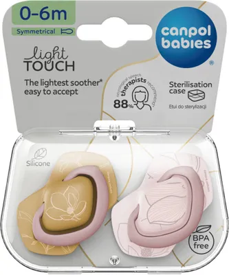 Zdjęcie produktu dla Canpol smoczek silikonowy 0-6m symetryczny GOLD różowy 2szt.