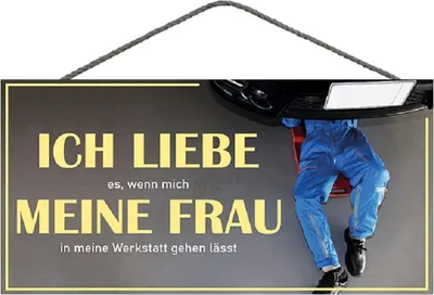 Produktbild von Türschild, Ich liebe meine Frau, 25 cm Holzschild Spruchschild, Werkstatt Geschenkidee