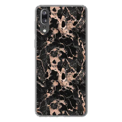 Produktbild von MuchoWow® Handyhülle Schutzhülle Hülle für Huawei P20 Marmor - Rose - Muster - Chic Silikon Softcase Handy Hülle - Hardcover