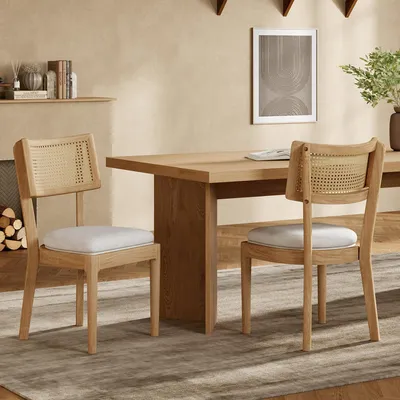 Image de Chaise en rotin - Chaise de salle à manger - Chaise de bistrot - Chaise en osier - Chaise en rotin - Lot de 2 - Respirante et confortable