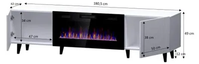 Image de Meuble TV PAFOS EF avec cheminée électrique 180x42x49 noir mat