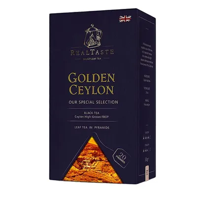 Produktbild von RealTaste Golden Ceylon Black Tea, 20 Pyramidenbeutel