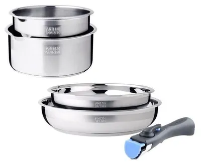 Produktbild von Induktionskochgeschirr-Set – ARTHUR MARTIN – AM2189 – Edelstahl 18/10 – 5-teilig – abnehmbarer Griff