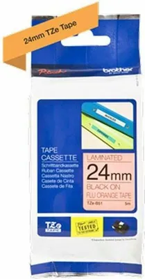 Immagine prodotto di Nastro per etichettatrice Brother P-touch TZe-B51 - 24 mm, nero su arancione per etichettatura