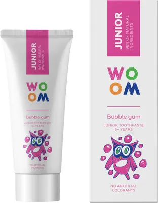 Zdjęcie produktu dla Woom Junior Naturalna pasta do zębów dla dzieci 6+ lat Guma Balonowa, 50ml