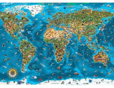 Image de Puzzle géant carte du monde : les merveilles du monde 12000 pièces - collection monument et pays - educa 19057