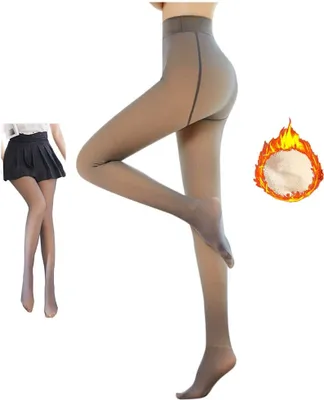 Image de ASKSA Collants femme peluche amincissante translucide Pantyhose chaud en polaire, café avec pieds 90g